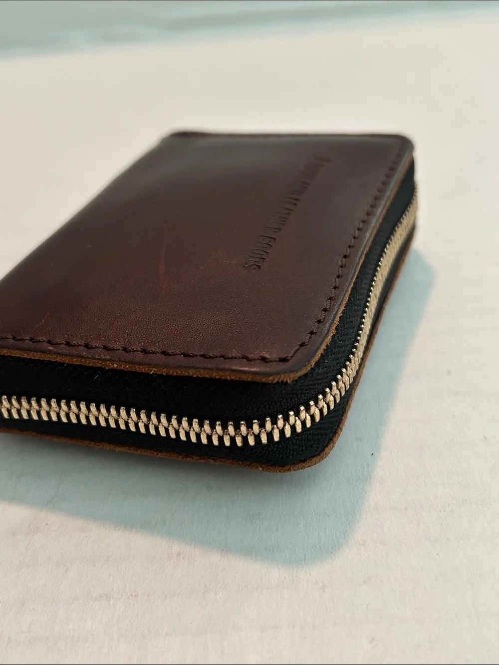 Portland Leather Goods small brown zip around accordion wallet
